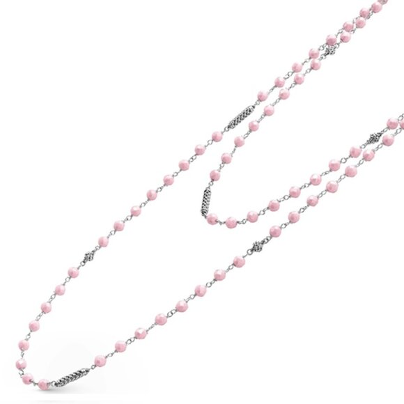 Lagos Pink Caviar Long Pink Ceramic Beaded Necklace - Picture 6 of 16
